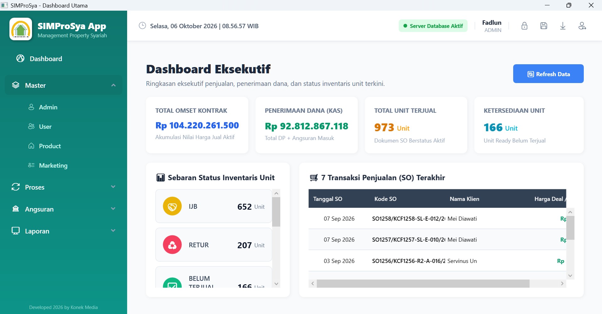 SIMProSya: Sistem Informasi Manajemen & Akuntansi Properti Syariah Berbasis Desktop .NET 8 & MySQL