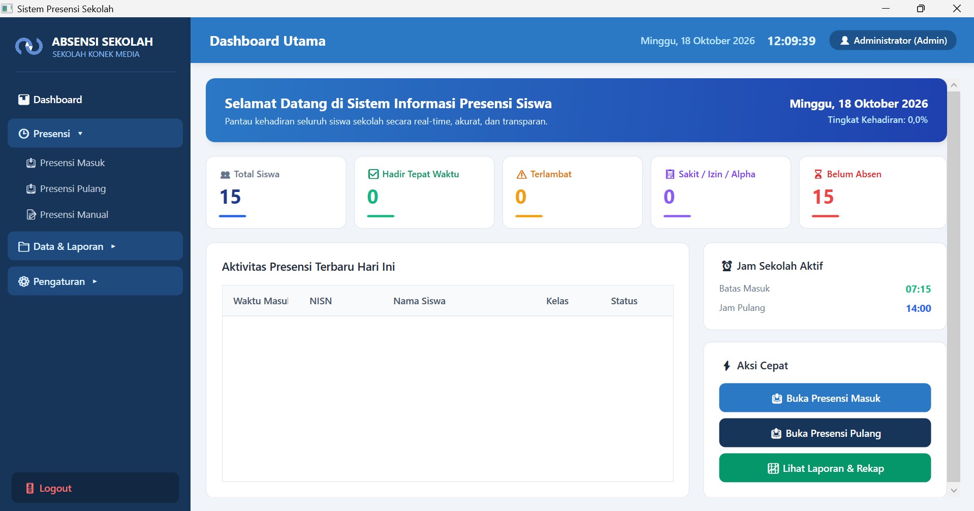 SIM Presensi Sekolah — Sistem Absensi Siswa QR Code, Webcam, Cetak Kartu Pelajar & Notifikasi WA Orang Tua Berbasis Desktop .NET
